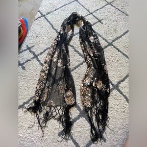 Beautiful Black and Silver Sequin Wedding Festival Scarf